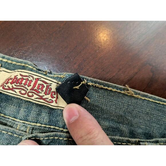 Urban Label Jeans mens 38x32 high rise Y2K Hip Hop Skater Green(Flaw Read Desc) - Picture 6 of 13